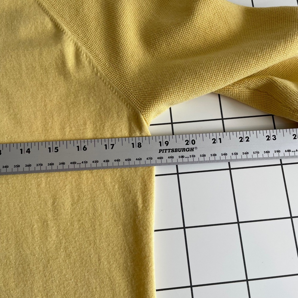 Peter Millar Womens L Yellow Mixed Knit Raglan Crewneck Golf Pullover Sweater - Picture 7 of 8